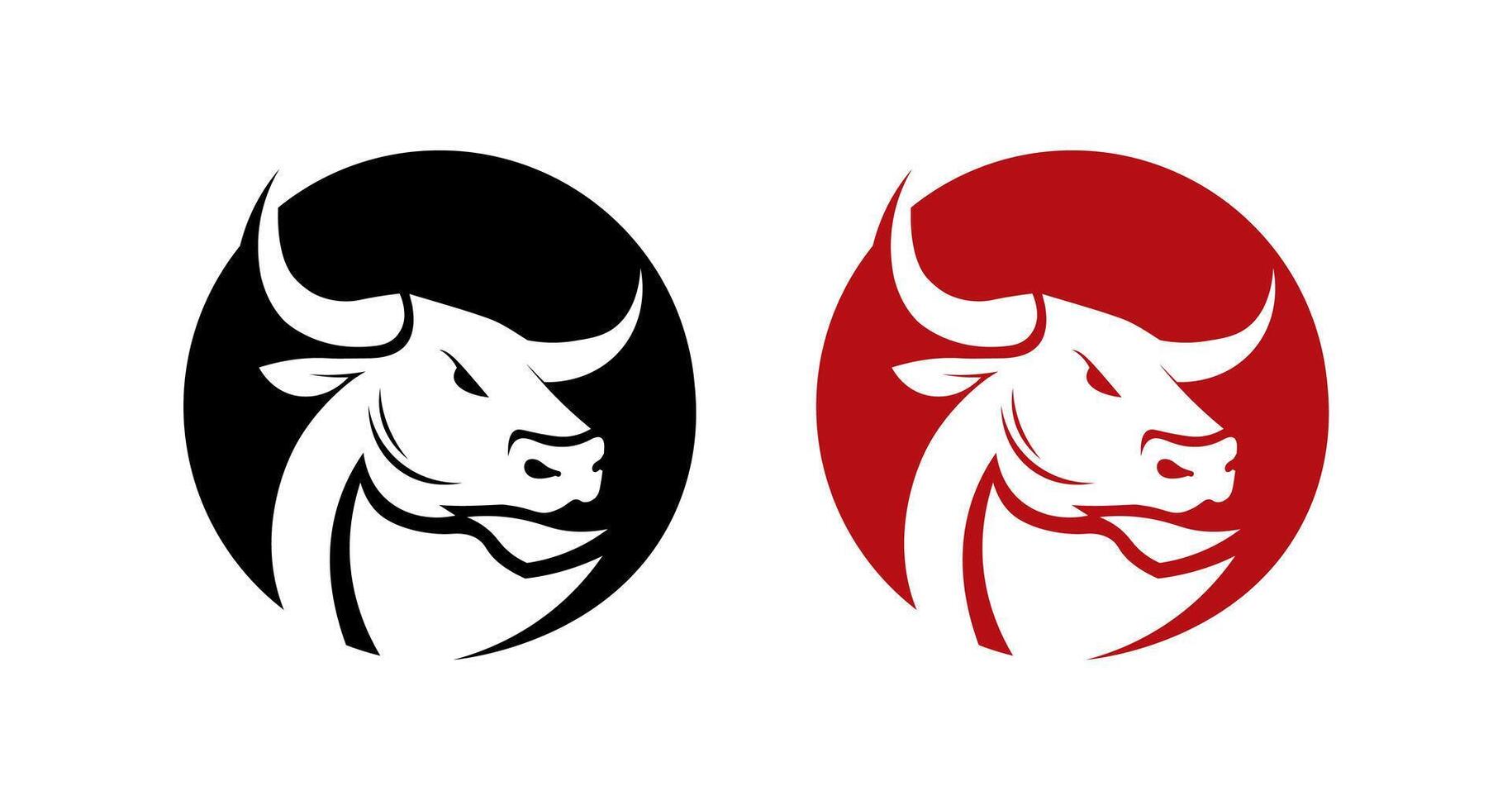 Bull buffalo head cow animal mascot logo design vector