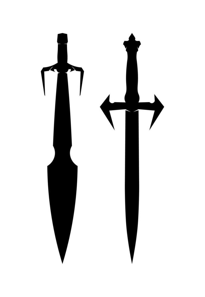 blade and Cross swords, saber and blade logo on black colour vector