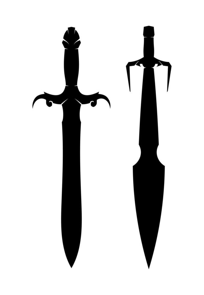 blade and Cross swords, saber and blade on black colour. vector