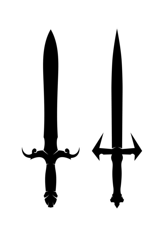 blade and Cross swords, saber and blade logo on white background. vector