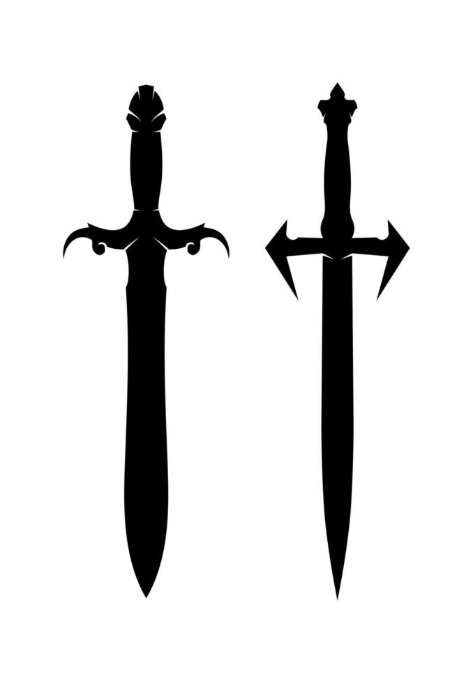 blade and Cross swords, saber and blade on black and white colour. vector