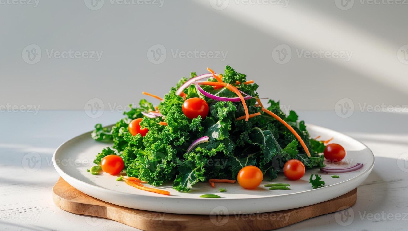 Green Kale Salad with Colorful Vegetables photo