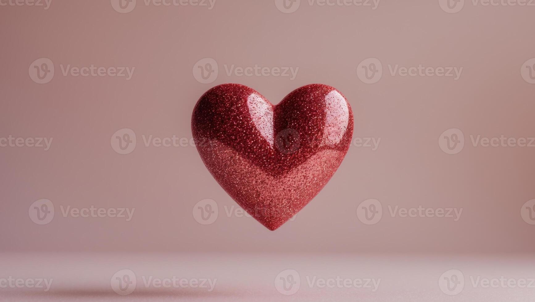 Sparkling Red Glitter Heart Valentines Day Love Pink Background photo