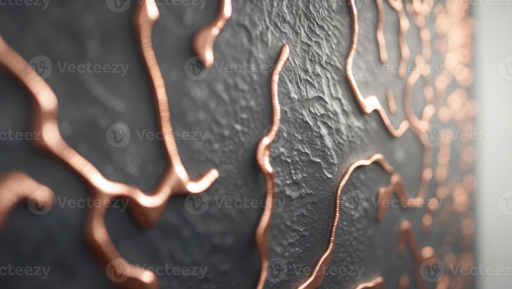 Abstract Artwork with Dark Textured Surface Warm Copper Tone and Light Golden Finish. photo