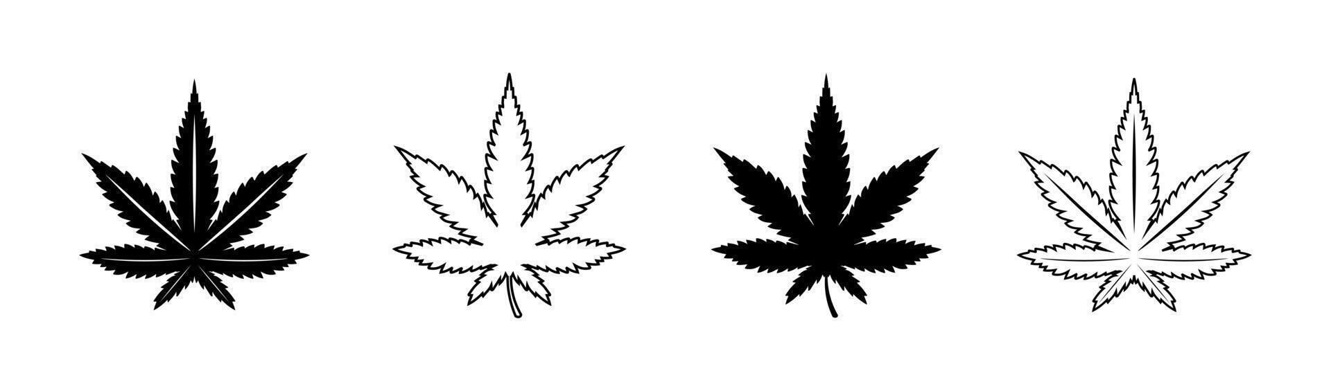 cannabis logo and marijuana leaf icon design on black colour vector