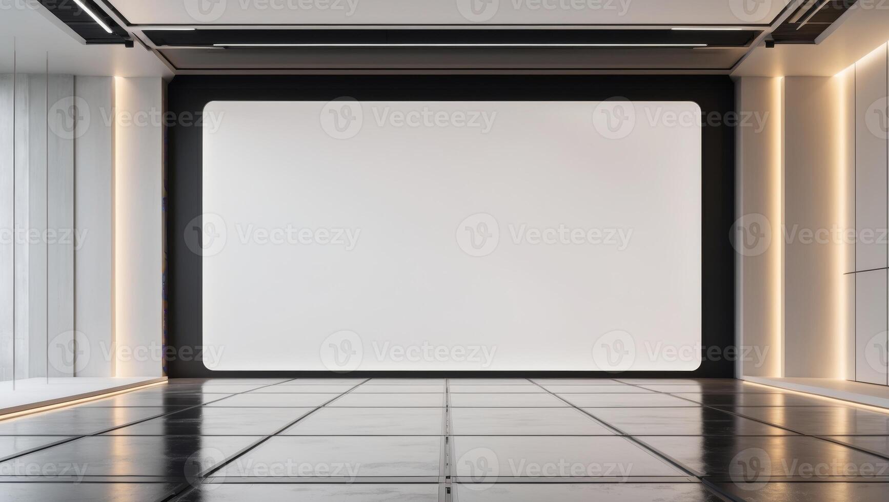 Modern Stage with Large Blank Display Screen for Business Presentations and Events photo