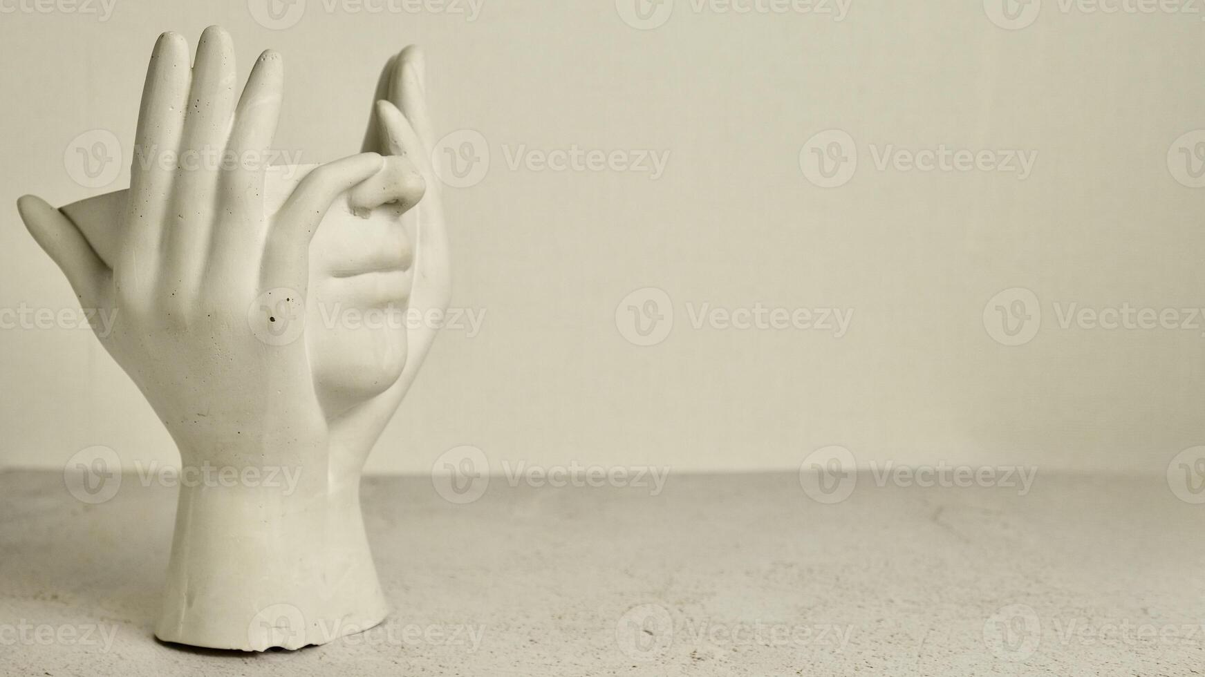 White Marble Headless Figurine Profile on White Background with Copy Space photo