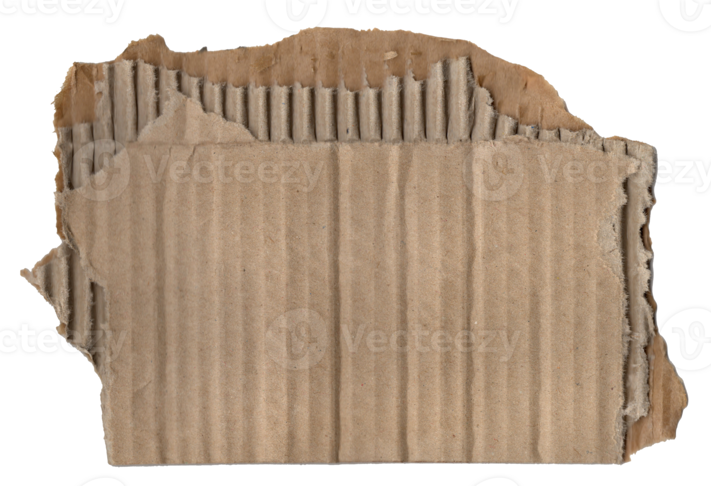 A ripped brown cardboard, torn and worn. Surface texture. Isolated. png