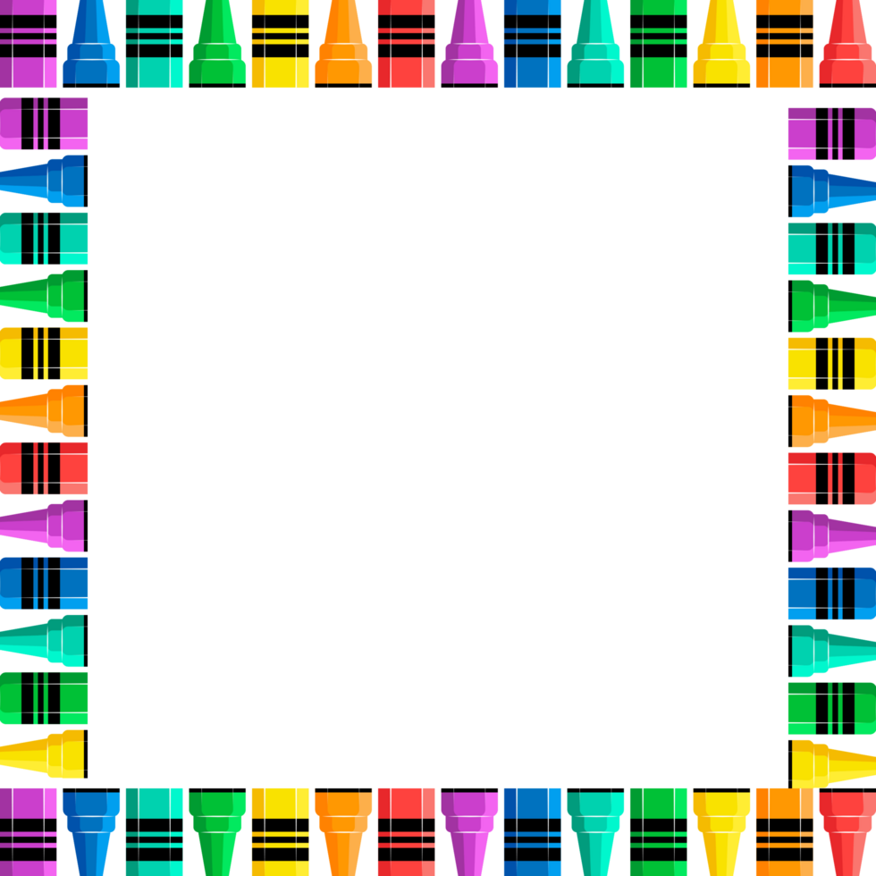A square frame made of crayons png