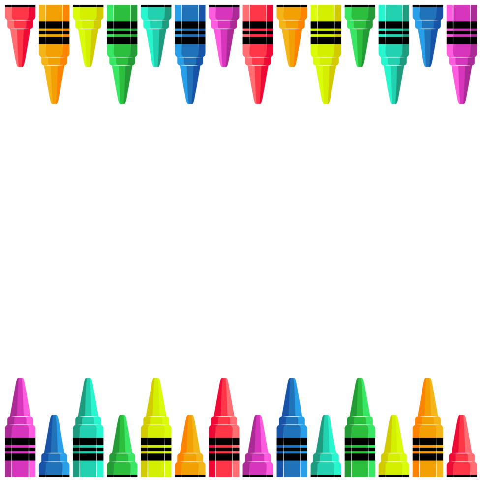 A colorful border of crayons png