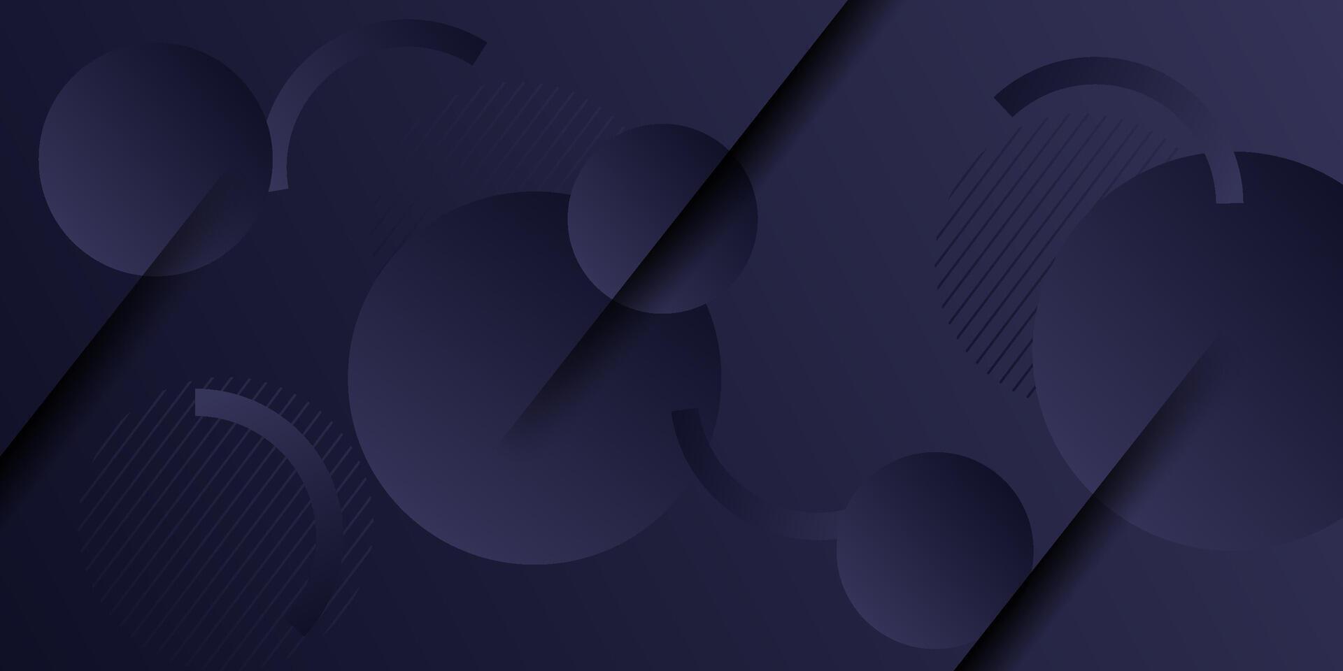 Abstract geometric 3D background in dark colors. Blue elements with circle gradient pattern. Dynamic shapes composition. Eps10 vector