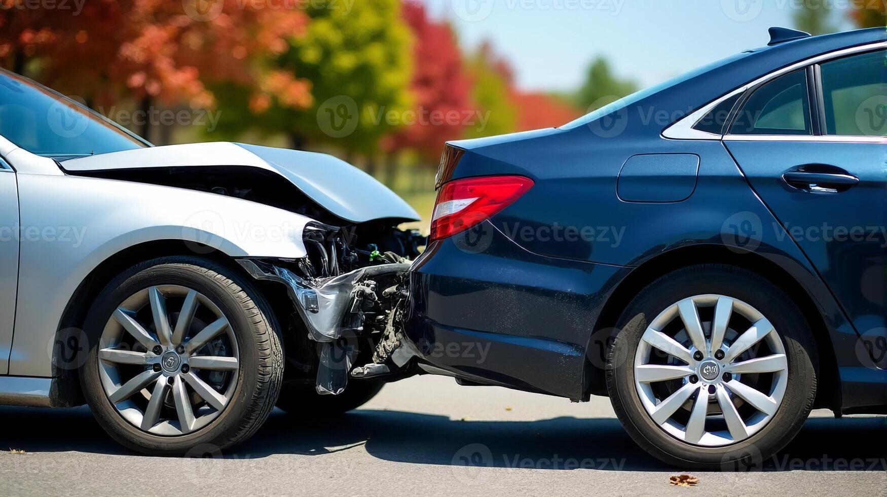 two cars that have been damaged in a collisions photo