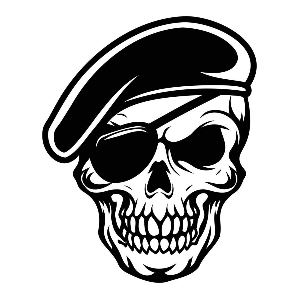 Menacing Pirate Skull Head Silhouette Graphic vector