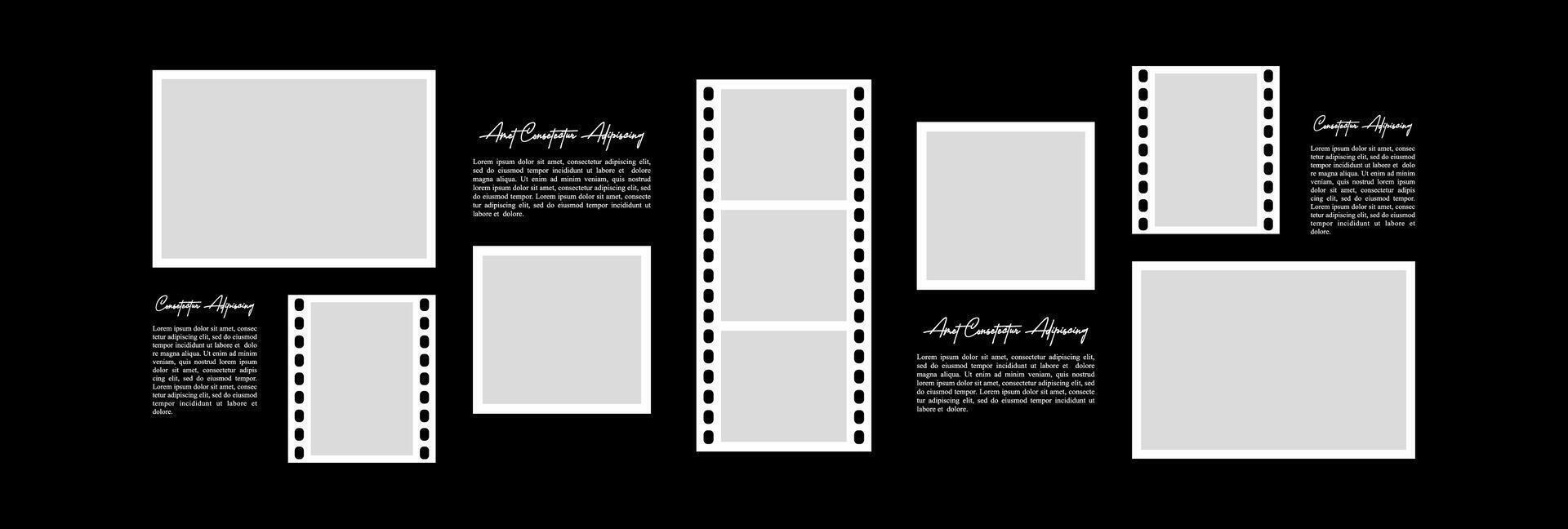 Picture photo frames on light background Pile of photo vector