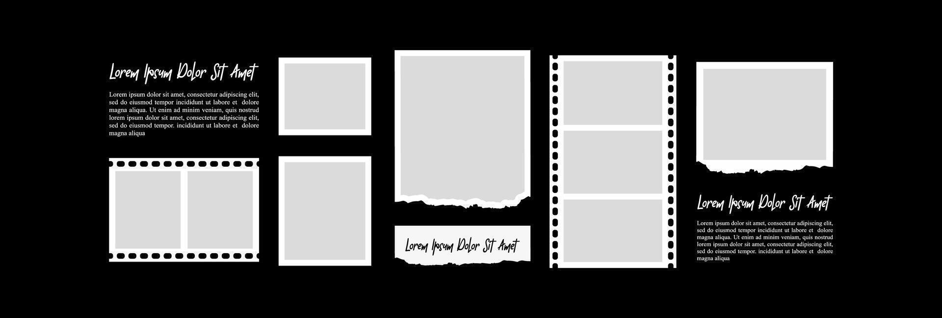 Picture Collage photo effect with text template vector