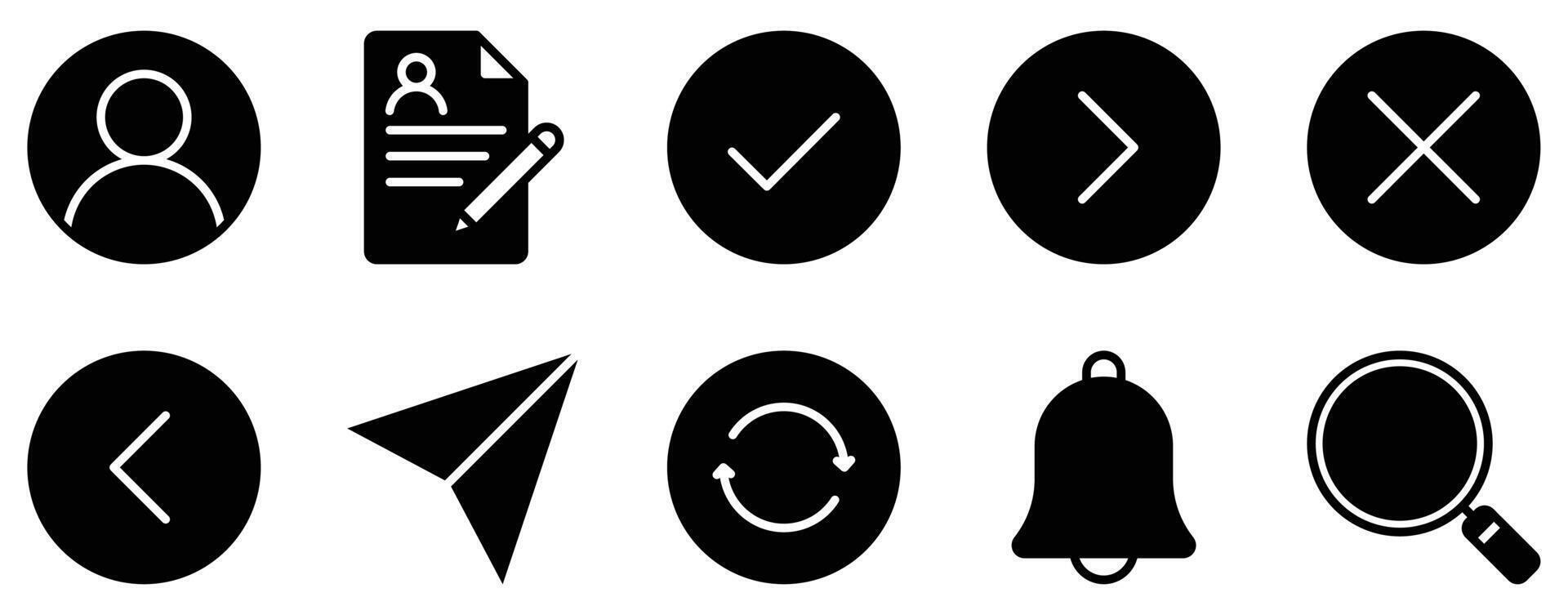Web Buttons Icon Set Sleek Solid Style Collection for Interactive Design vector