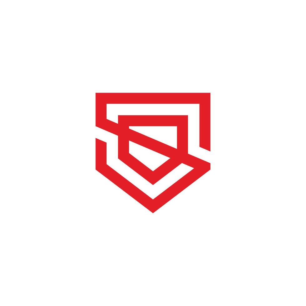 letter s shield emblem red simple geometric logo vector