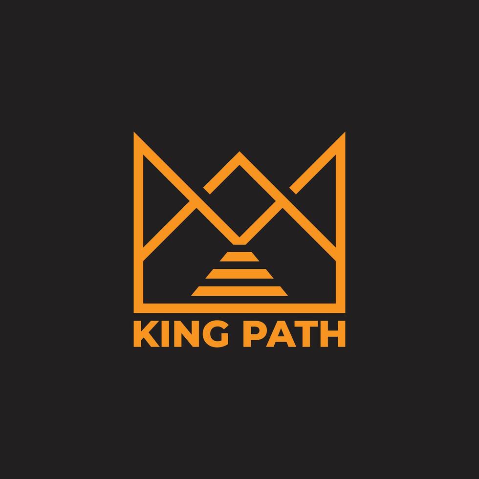 king crown path simple geometric line logo vector
