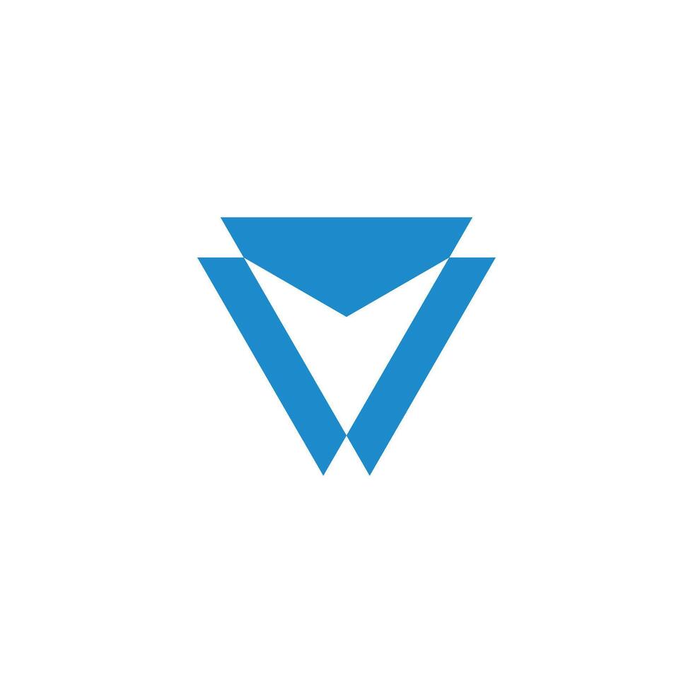 blue emblem triangles v geometric logo vector