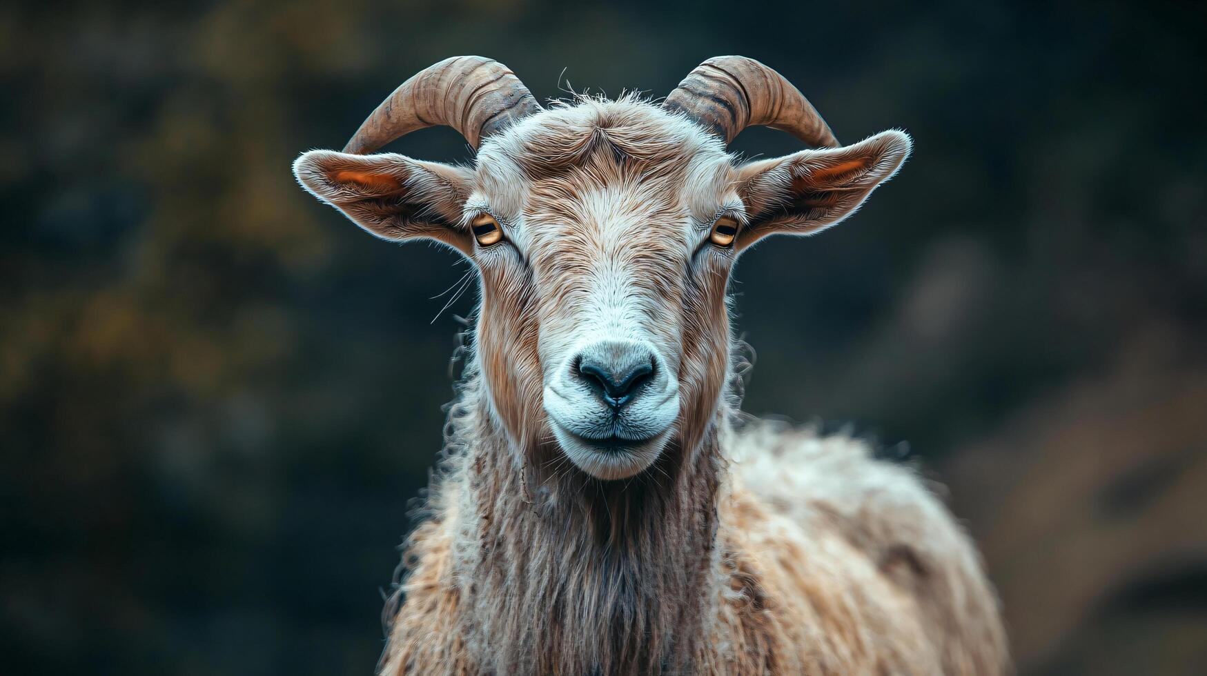 Close-up of a goat with a blurred background view photo