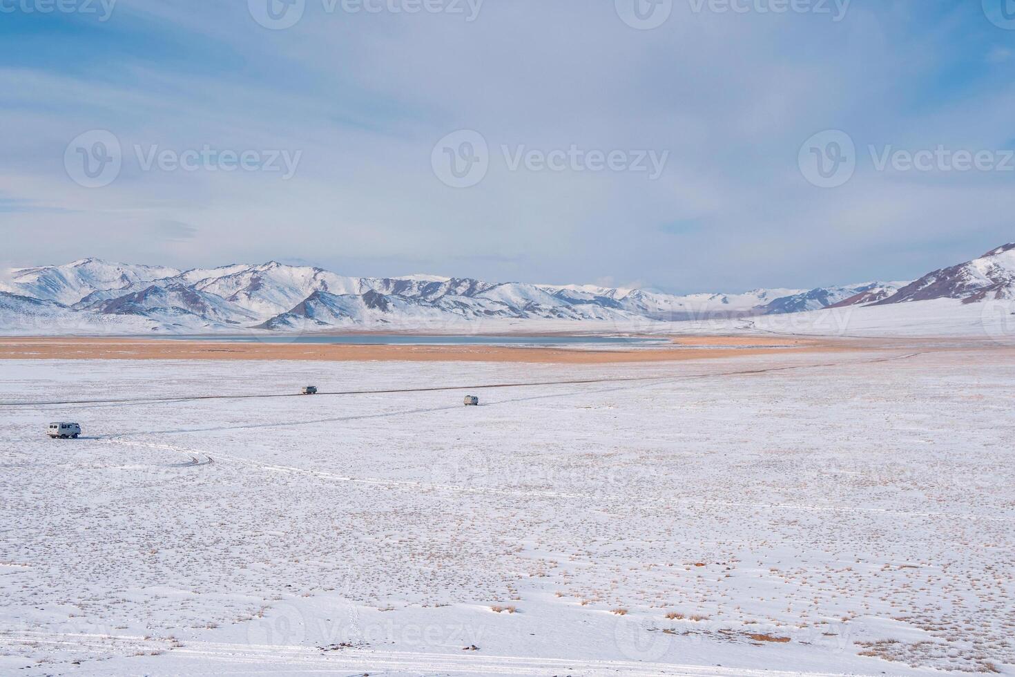 Narrow field road with motion cars photo