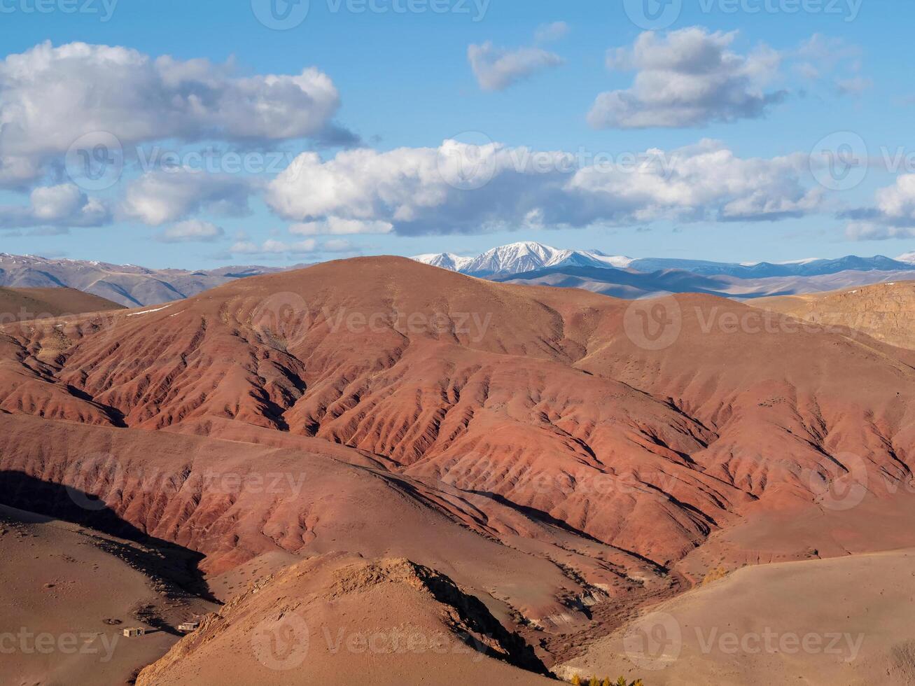 Redhill or Mars like landscape in Altai mountains, this location touristic popular object. photo