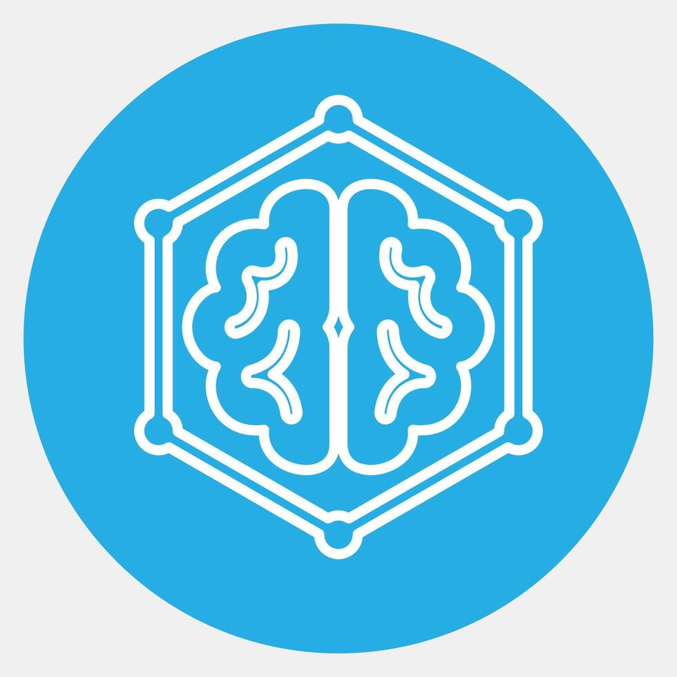 Icon deep learning. Artificial intelligence elements. Icon in blue round style. vector
