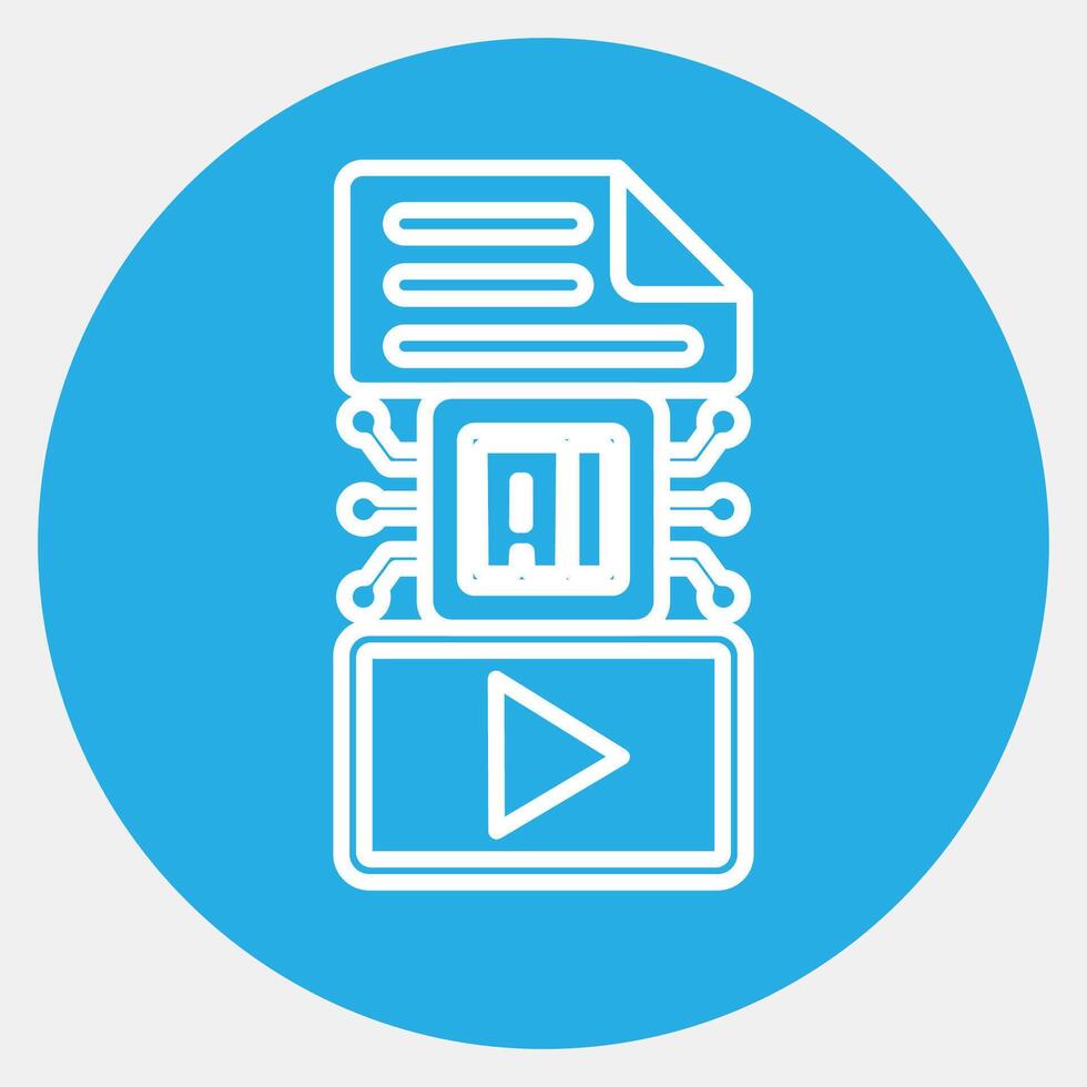 Icon text to . Artificial intelligence elements. Icon in blue round style. vector