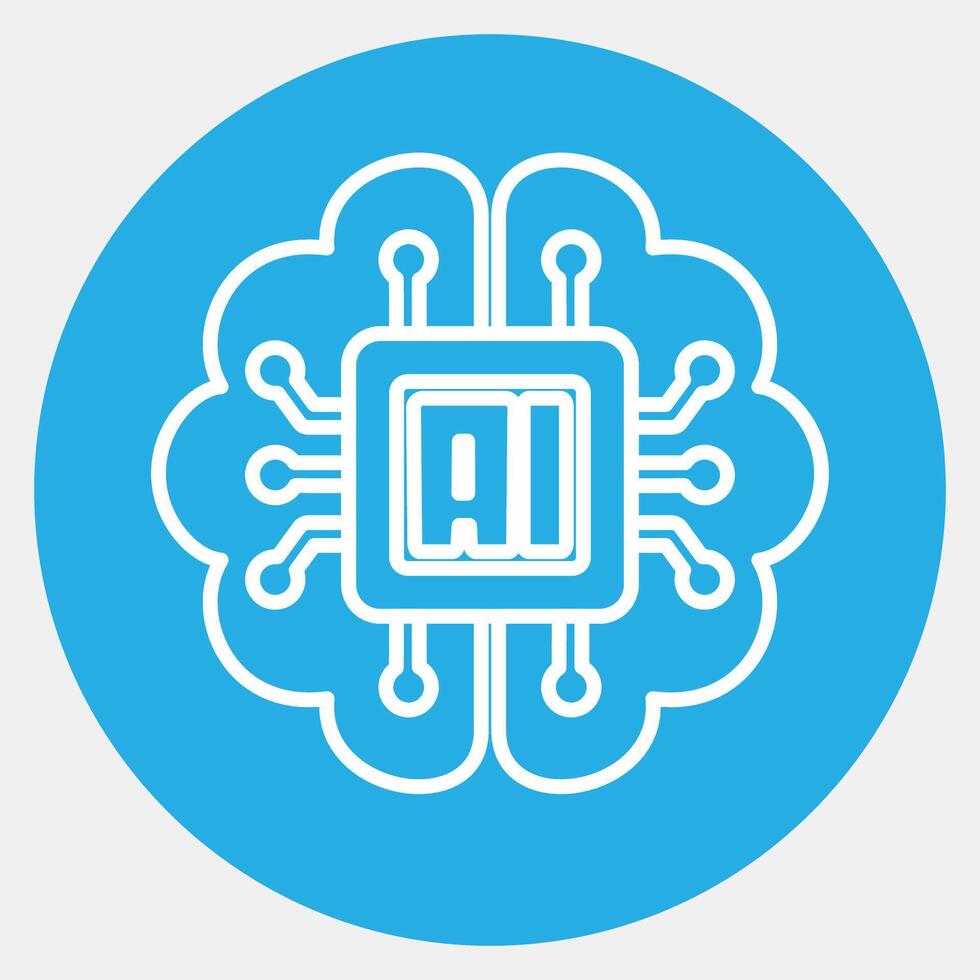 Icon embedded device. Artificial intelligence elements. Icon in blue round style. vector