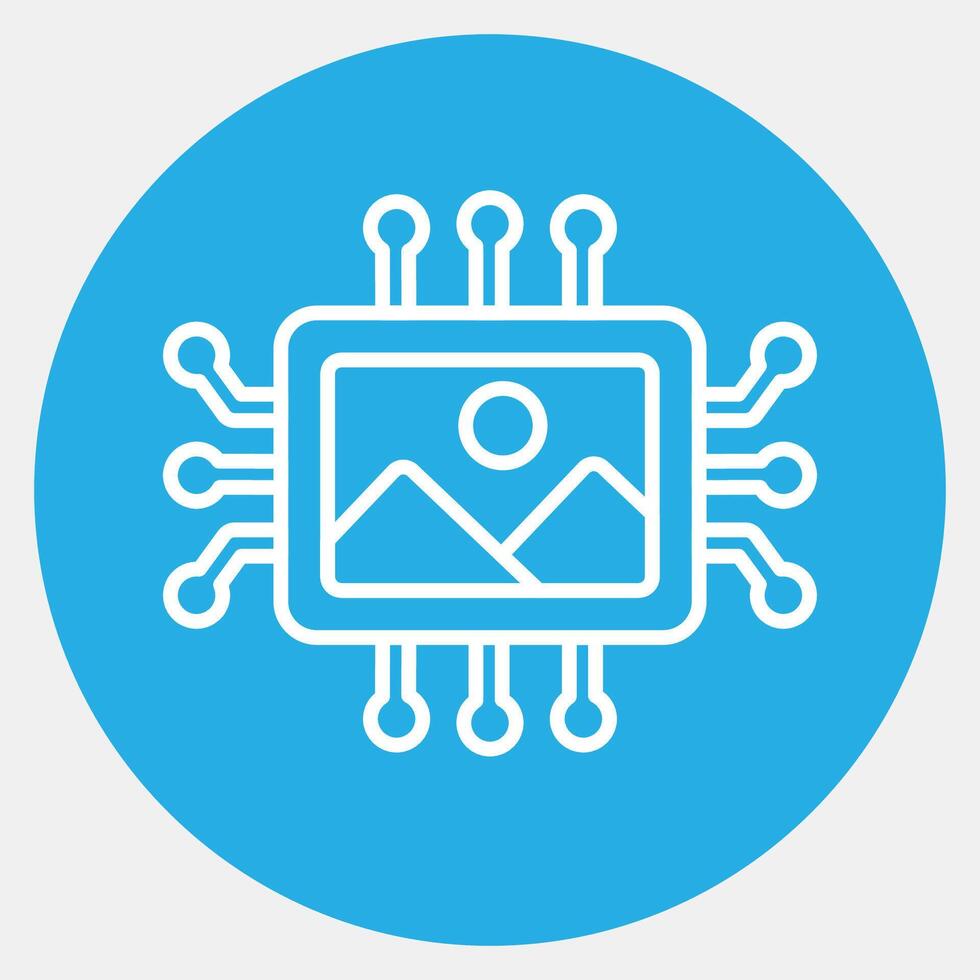 Icon ai image. Artificial intelligence elements. Icon in blue round style. vector