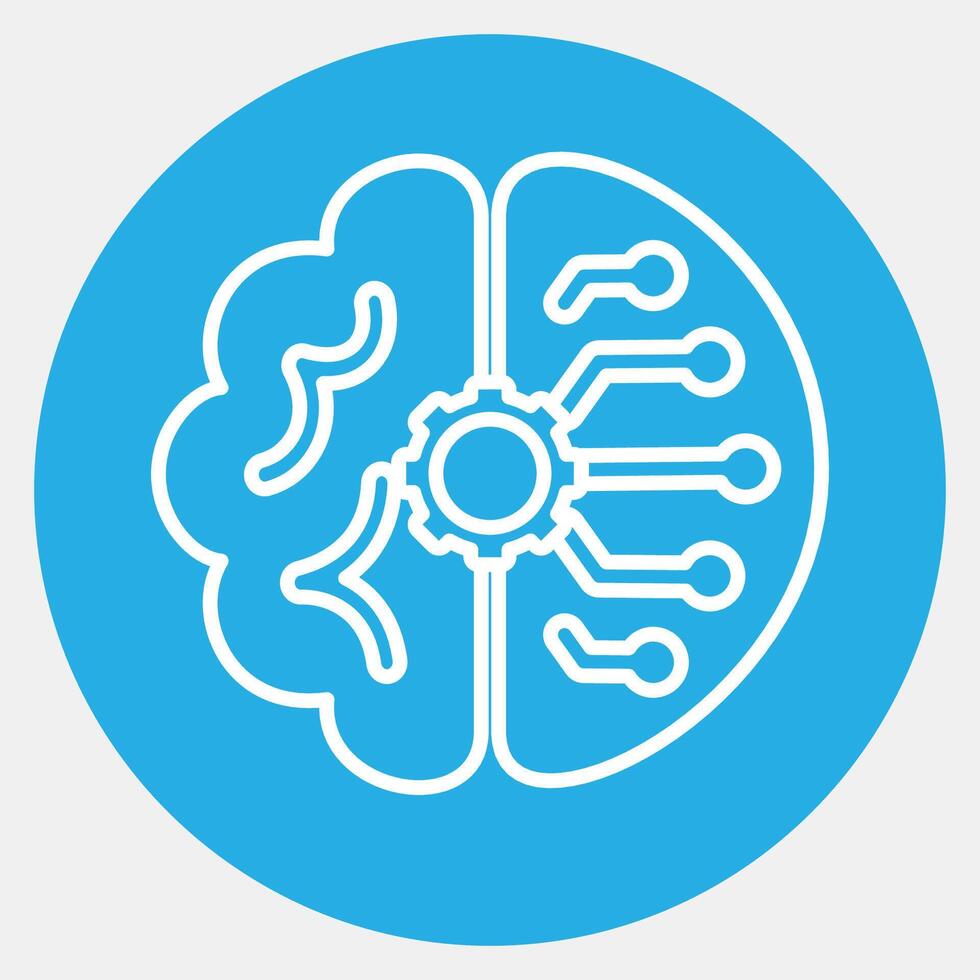 Icon artificial intelligence. Artificial intelligence elements. Icon in blue round style. vector