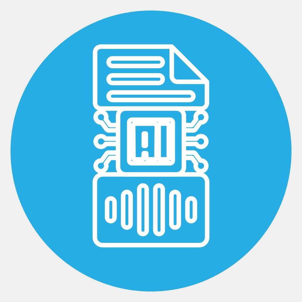 Icon speech to text. Artificial intelligence elements. Icon in blue round style. vector