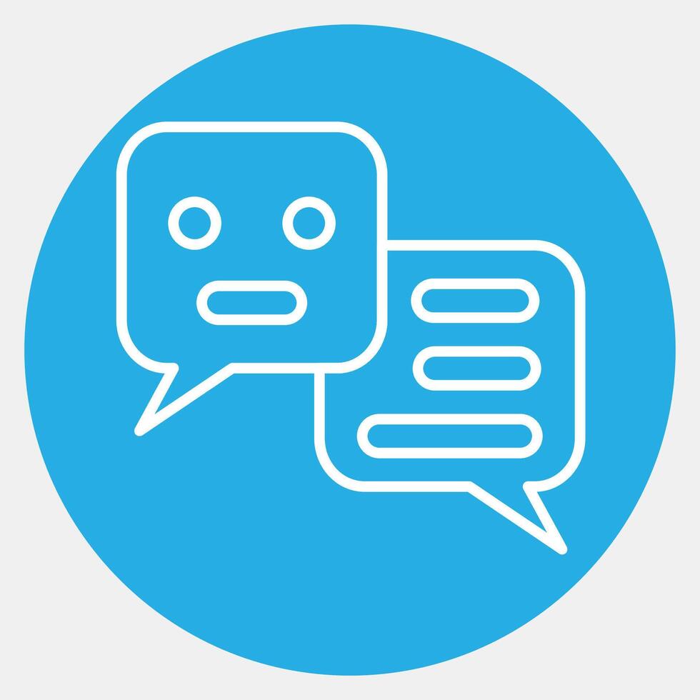 Icon chat bot. Artificial intelligence elements. Icon in blue round style. vector