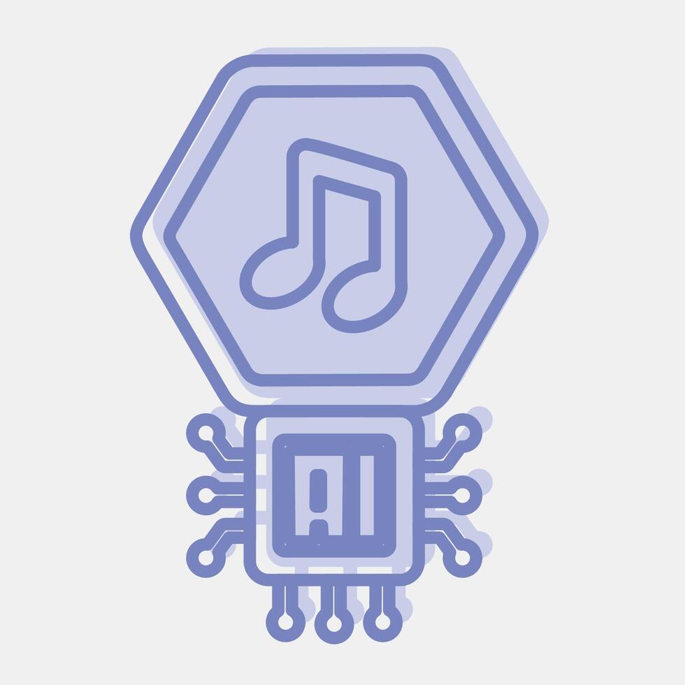 Icon ai music sound. Artificial intelligence elements. Icon in two tone style. vector