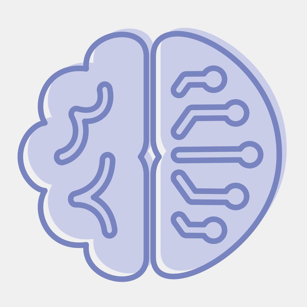 Icon brain circuit. Artificial intelligence elements. Icon in two tone style. vector