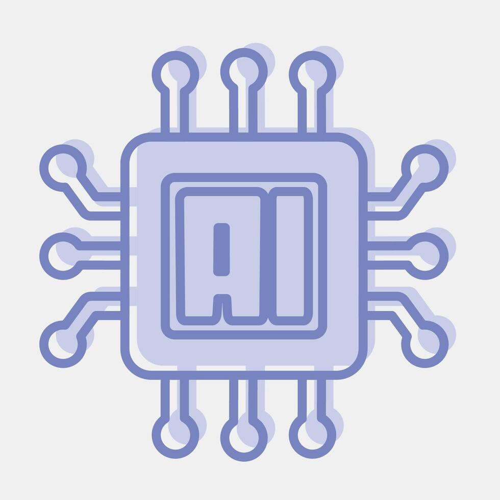 Icon ai processor. Artificial intelligence elements. Icon in two tone style. vector
