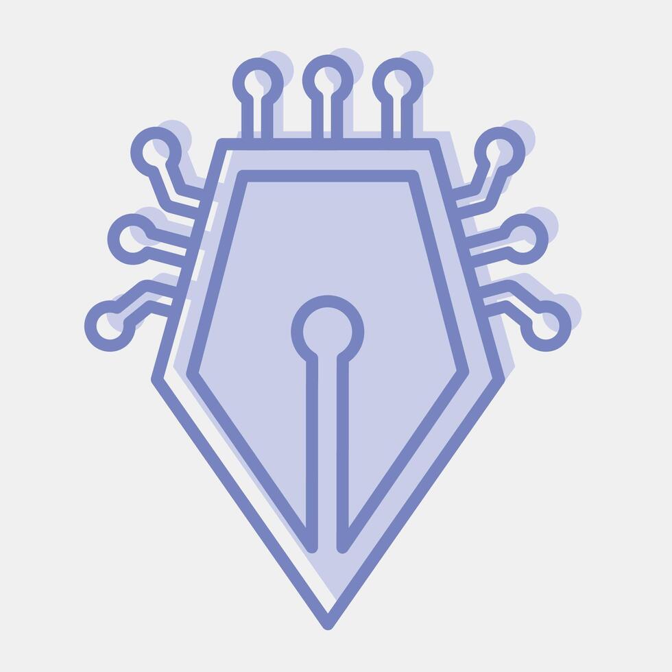 Icon ai writting. Artificial intelligence elements. Icon in two tone style. vector
