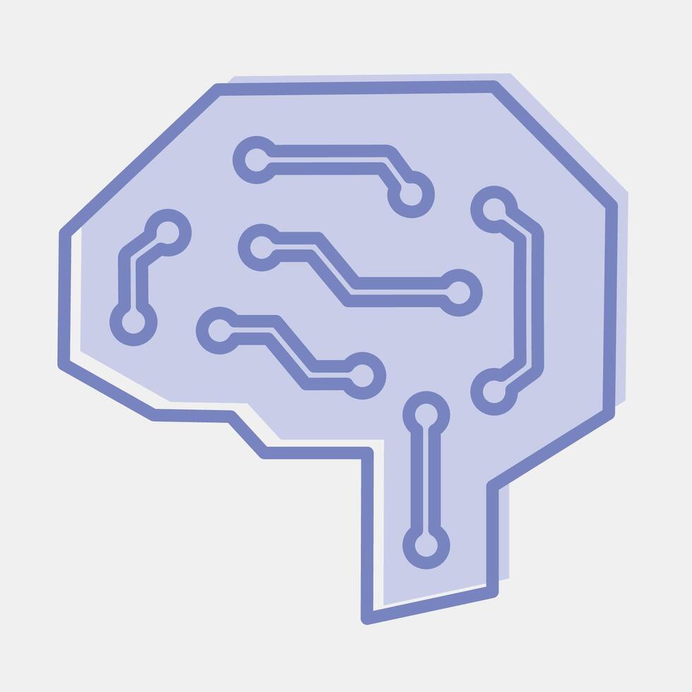 Icon digital brain. Artificial intelligence elements. Icon in two tone style. vector