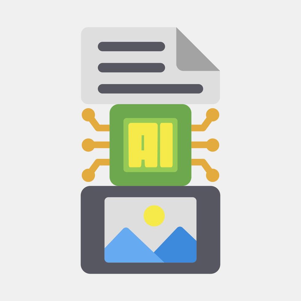 Icon text to image. Artificial intelligence elements. Icon in flat style. vector