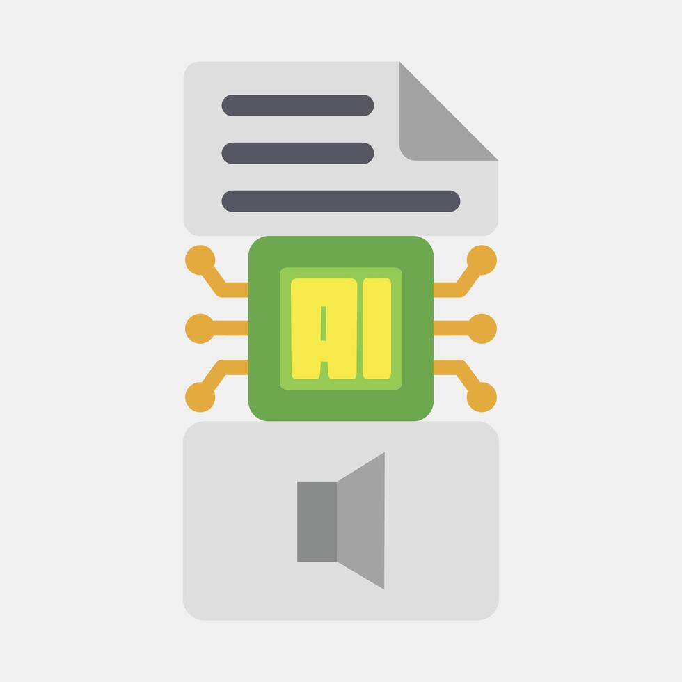 Icon text to sound. Artificial intelligence elements. Icon in flat style. vector