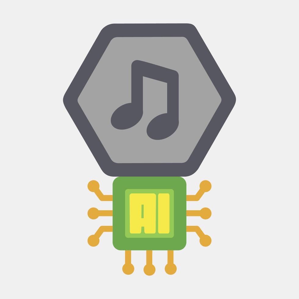 Icon ai music sound. Artificial intelligence elements. Icon in flat style. vector
