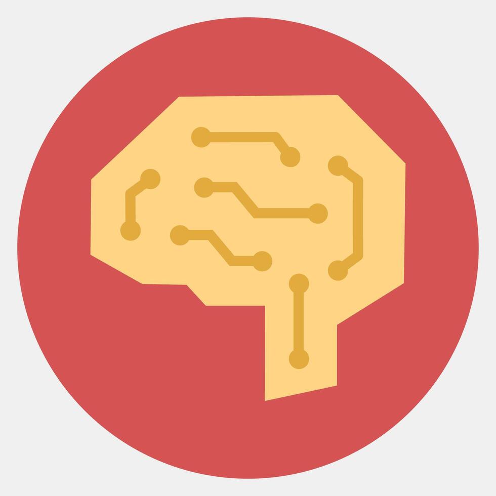 Icon digital brain. Artificial intelligence elements. Icon in color mate style. vector