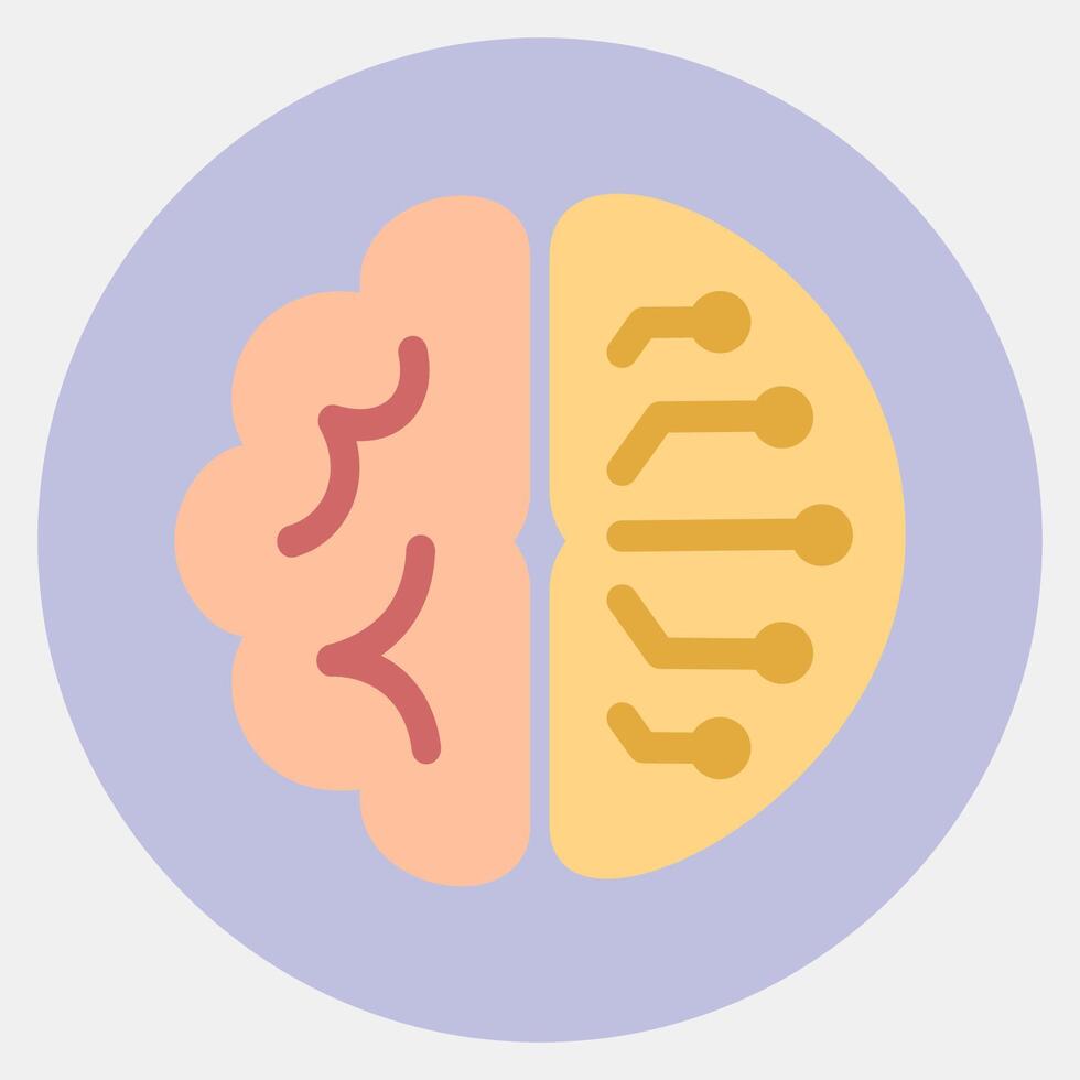 Icon brain circuit. Artificial intelligence elements. Icon in color mate style. vector