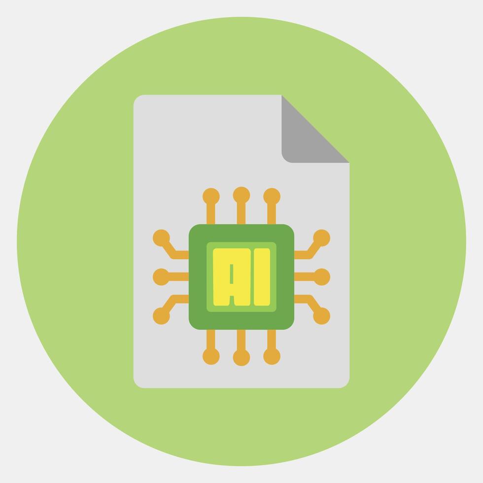 Icon ai document. Artificial intelligence elements. Icon in color mate style. vector
