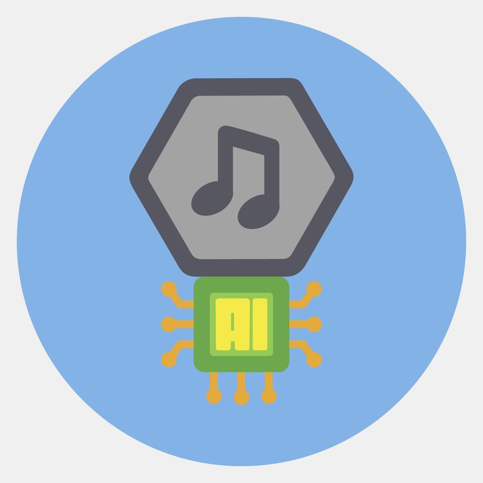 Icon ai music sound. Artificial intelligence elements. Icon in color mate style. vector