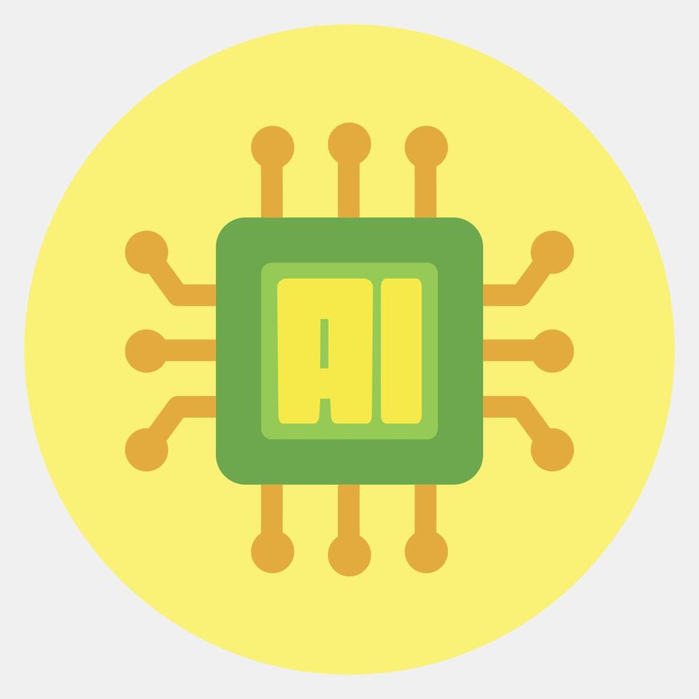 Icon ai processor. Artificial intelligence elements. Icon in color mate style. vector
