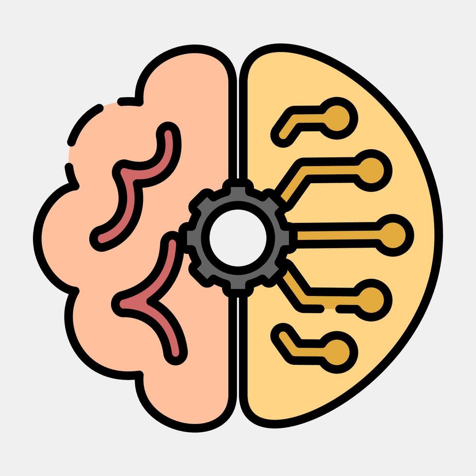 Icon artificial intelligence. Artificial intelligence elements. Icon in filled line style. vector