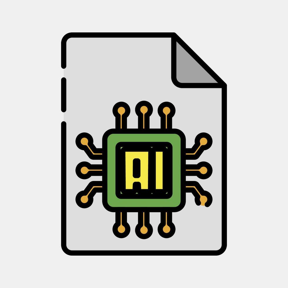 Icon ai document. Artificial intelligence elements. Icon in filled line style. vector