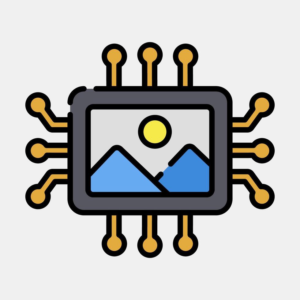 Icon ai image. Artificial intelligence elements. Icon in filled line style. vector