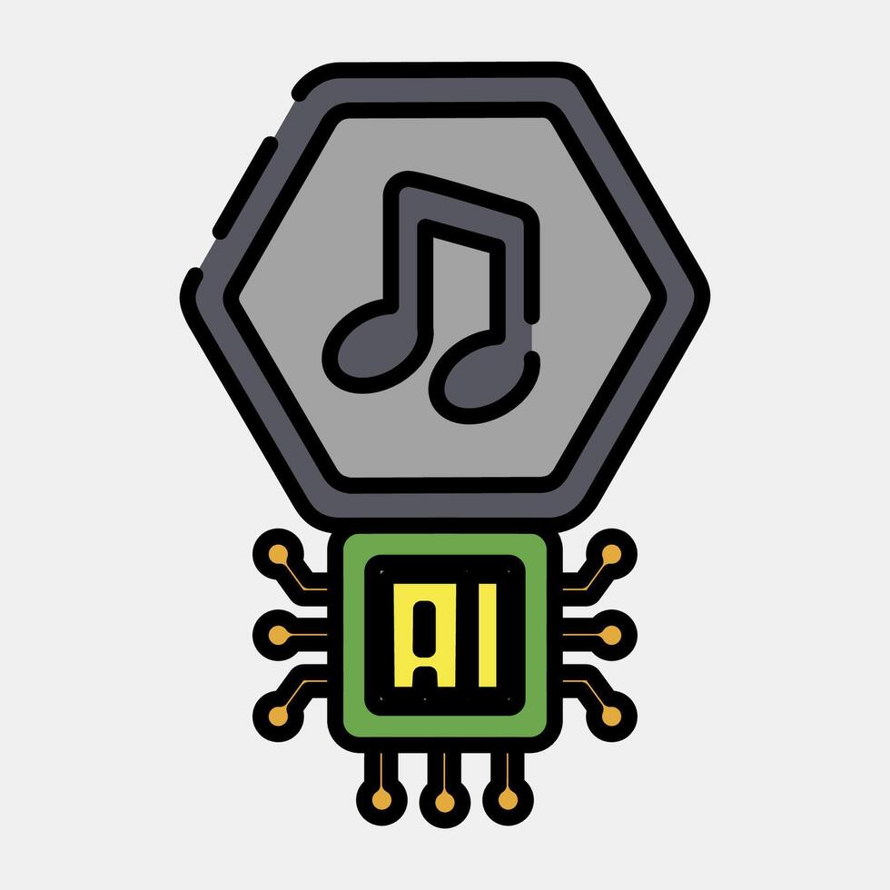Icon ai music sound. Artificial intelligence elements. Icon in filled line style. vector